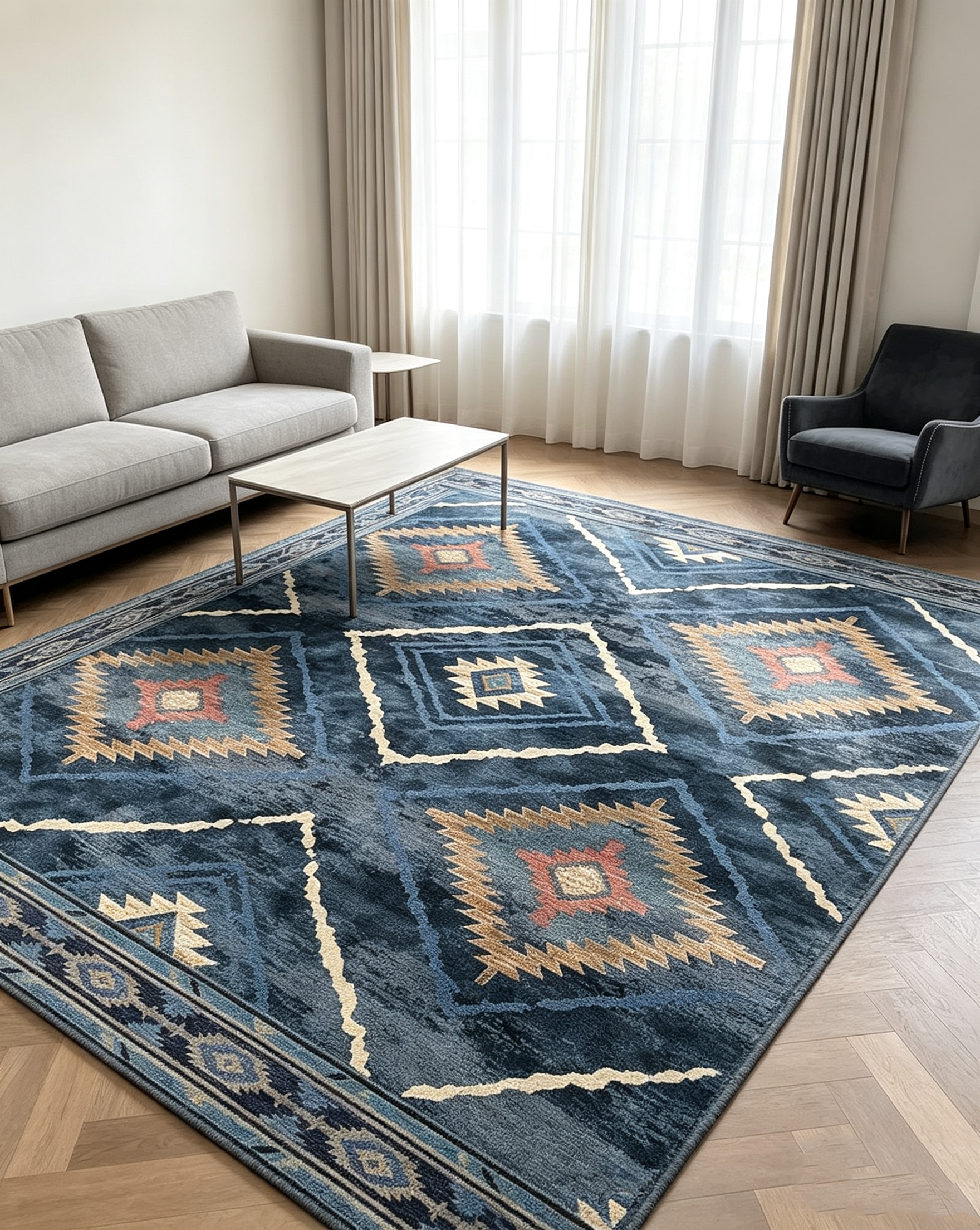 Vintage Tribal & Western Style Washable Area Rug