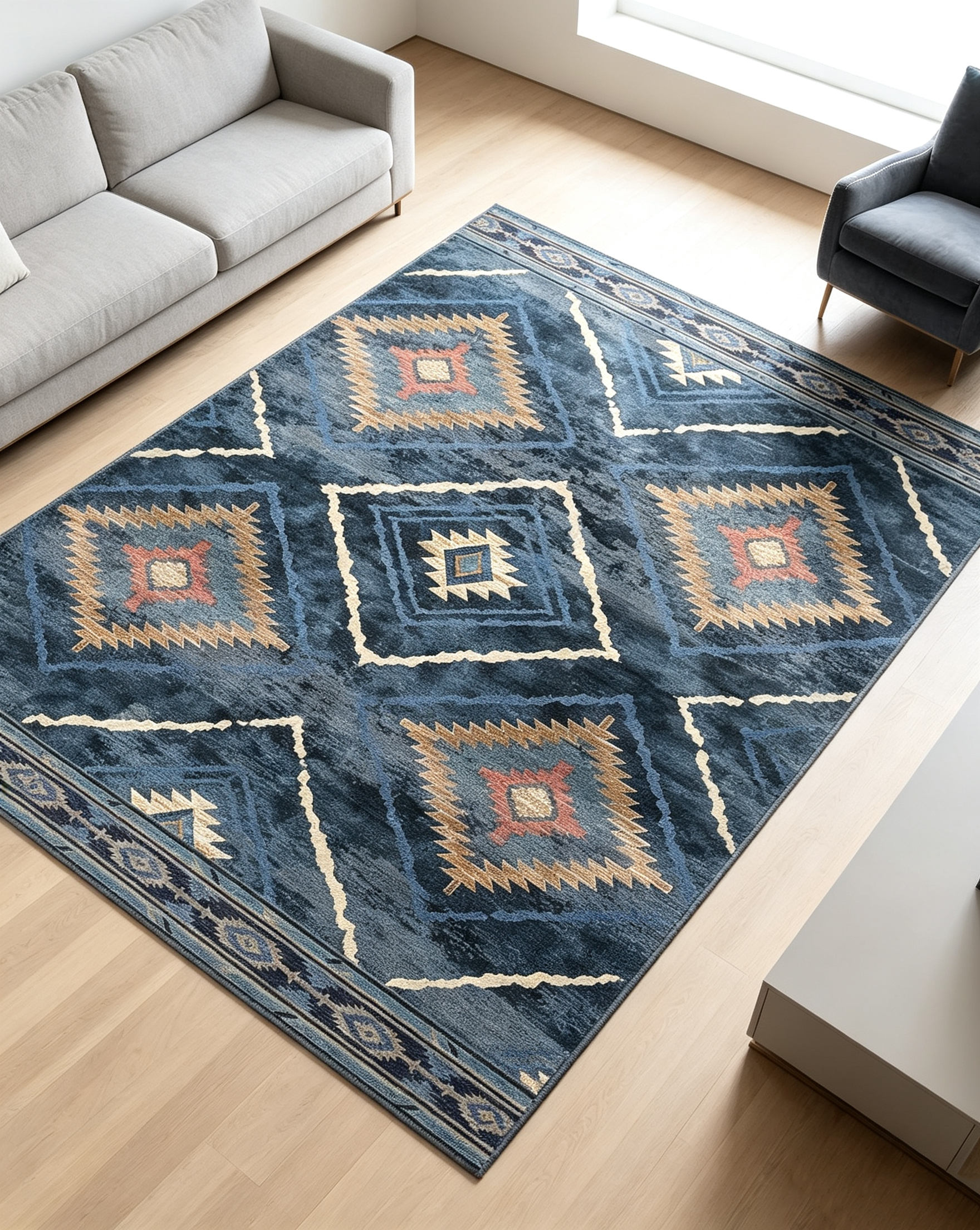 Vintage Tribal & Western Style Washable Area Rug