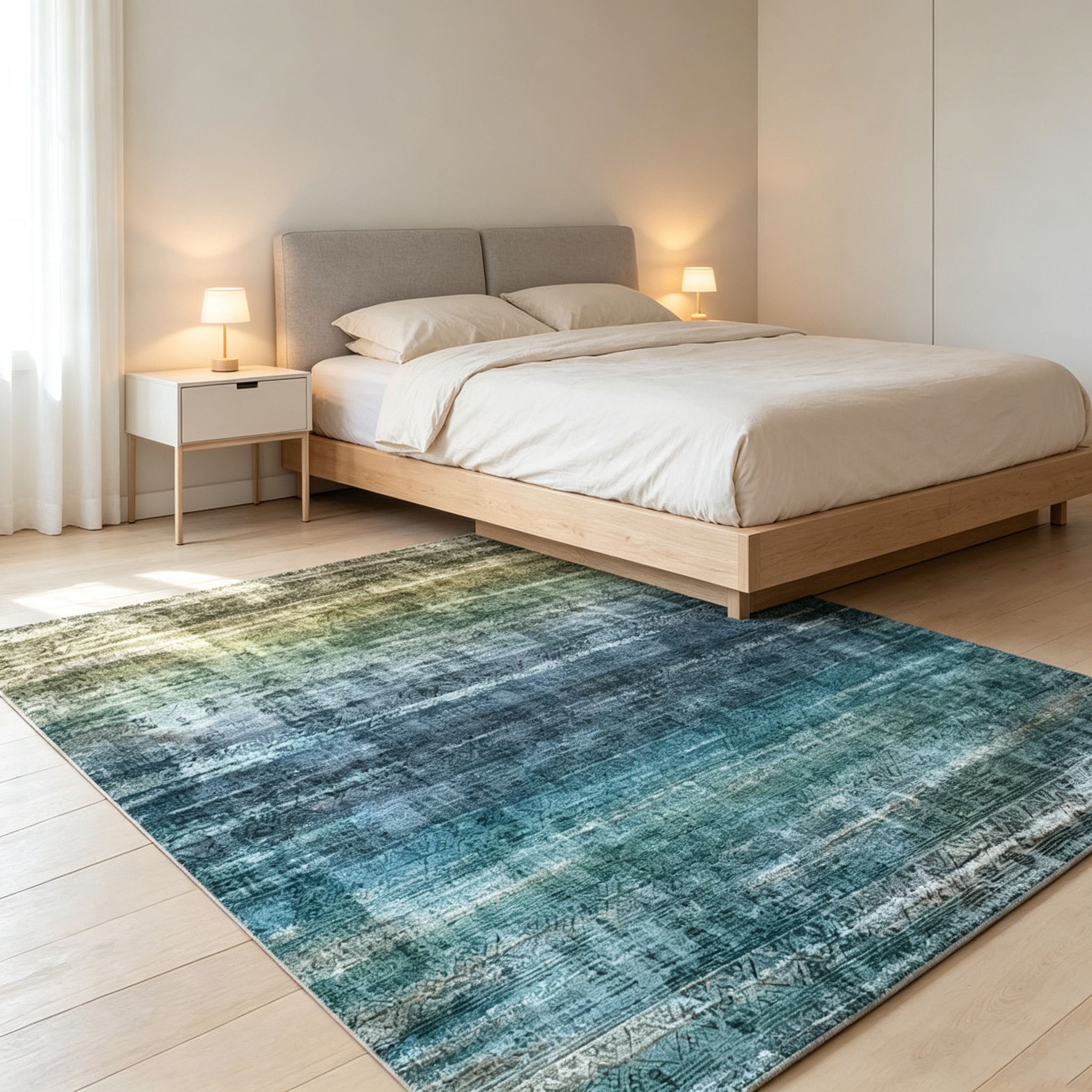 Modern Abstract Gradient Watercolor Area Rug